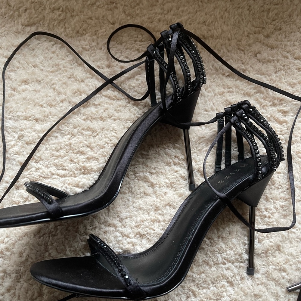 REISS ZHANE CRYSTAL EMBELLISHED STRAPPY WRAP SANDALS